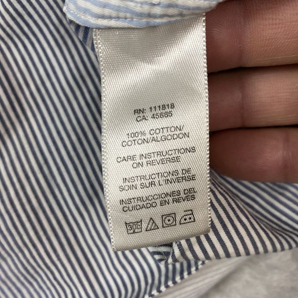 Michael Kors Men's Adult Sz L Button Shirt Long Sleeve Striped Blue/Wht Striped - Picture 3 of 8